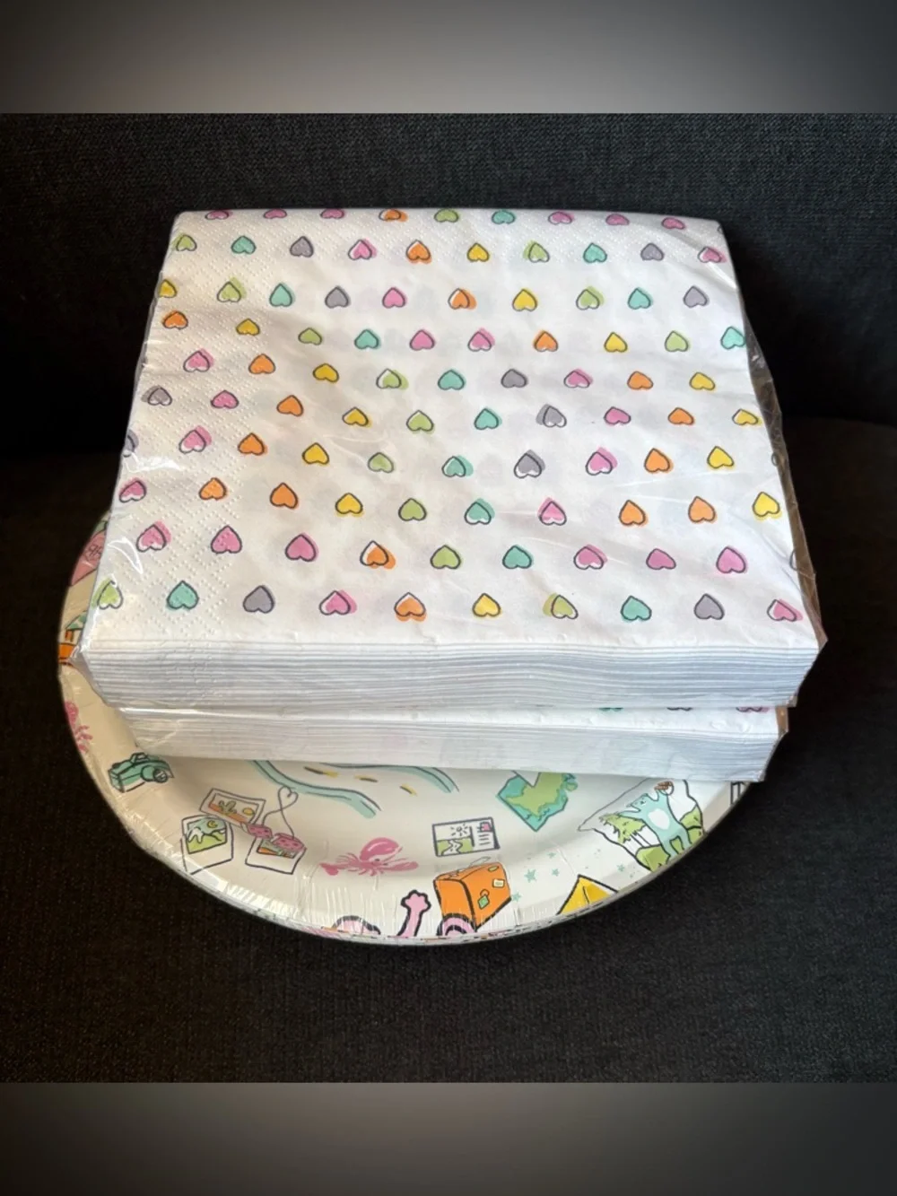 Roller Rabbit x Target 10-count Paper Plates & 60-count Disco Hearts Wave Napkin